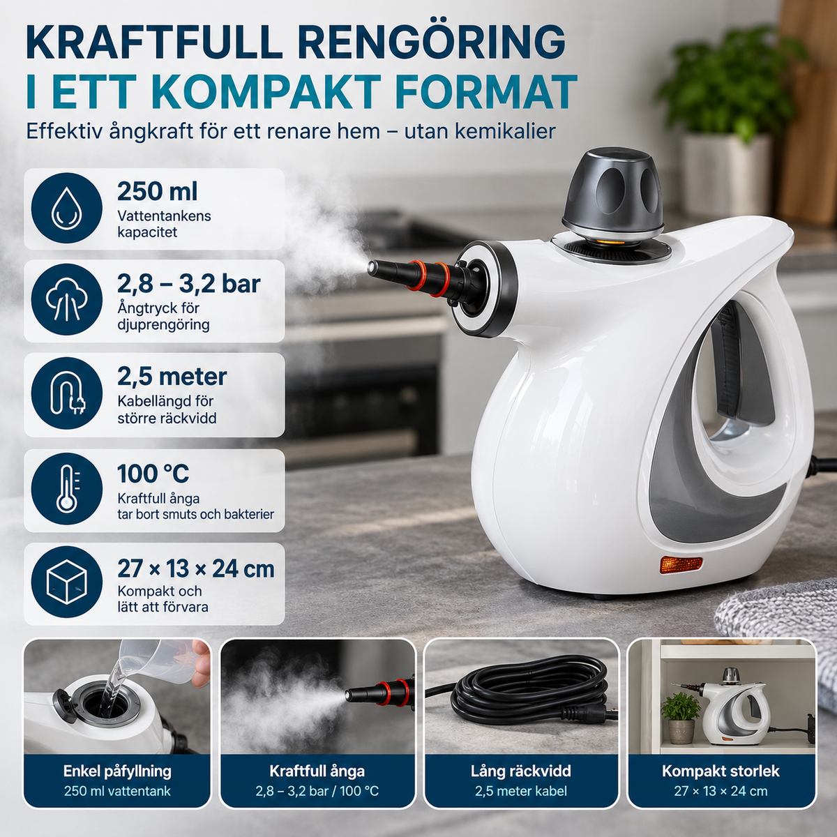 CleanWave™ Ångtvätt - Fläckfritt på minuter, utan skrubb